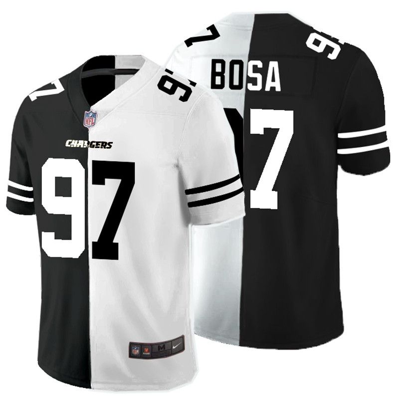 Men's Los Angeles Chargers Black & White Split #97 Joey Bosa Limited Stitched Jersey
